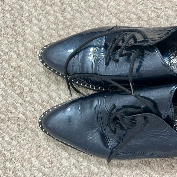 l’intervalle oxfords lace up blue black silver studded size 40 pointed toe - Picture 8 of 13